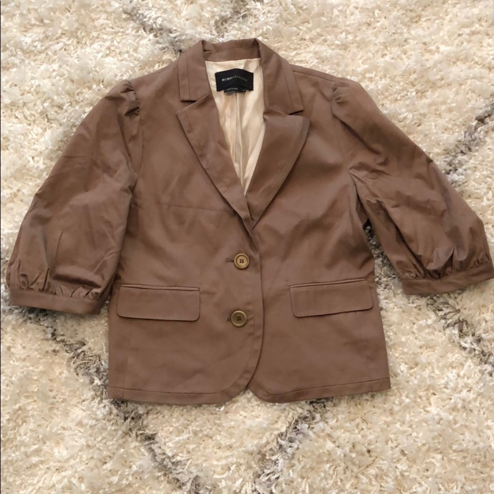 BCBG tan pinstripe blazer